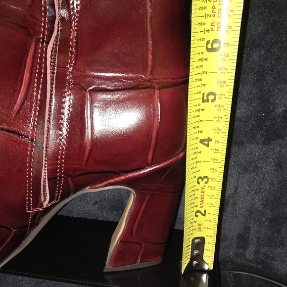 Vince Camuto Plum Croc-Embossed Leather Wide Calf Boots - Picture 6 of 10